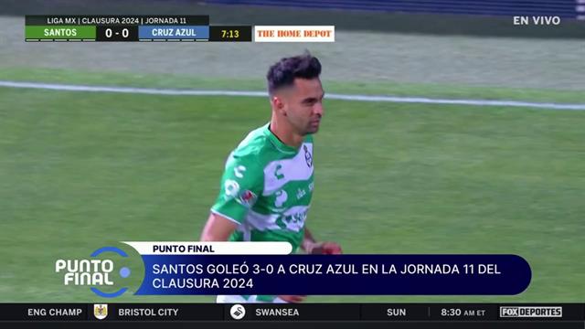 Resumen, Santos 3-0 Cruz Azul: Liga MX