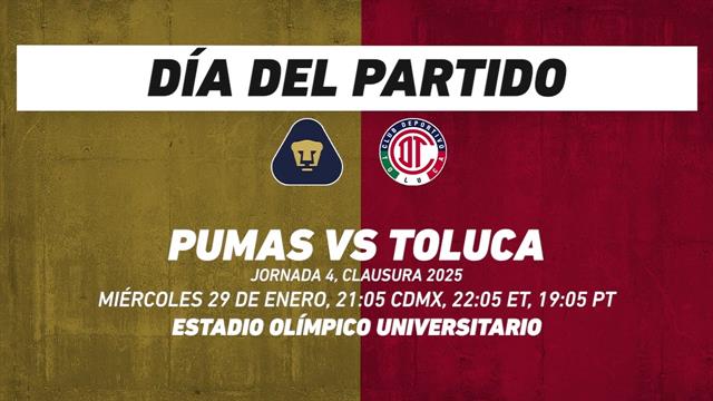 Pumas vs Toluca, frente a frente: Liga MX