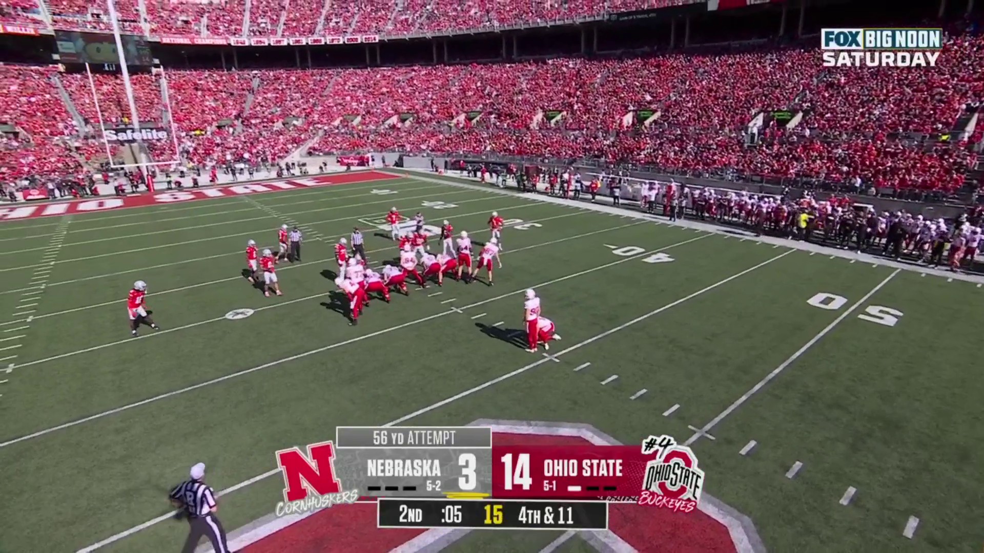 Field Goal, Nebraska 6-14 Ohio State: College Football