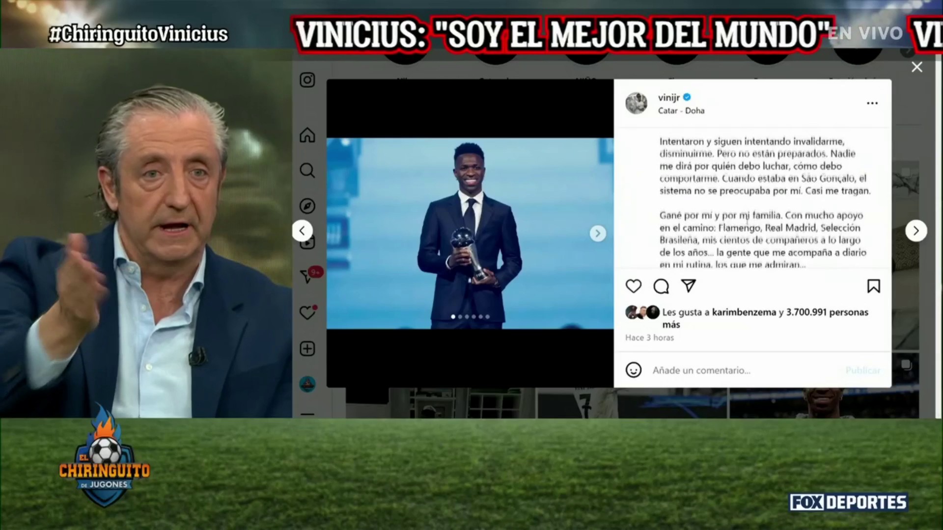 ¿Polémico mensaje de Vinícius?: El Chiringuito